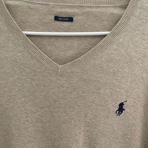 Men’s Oatmeal Ralph Lauren Vneck Sweater